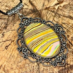 Rainbow Calsilica Pendant 3”